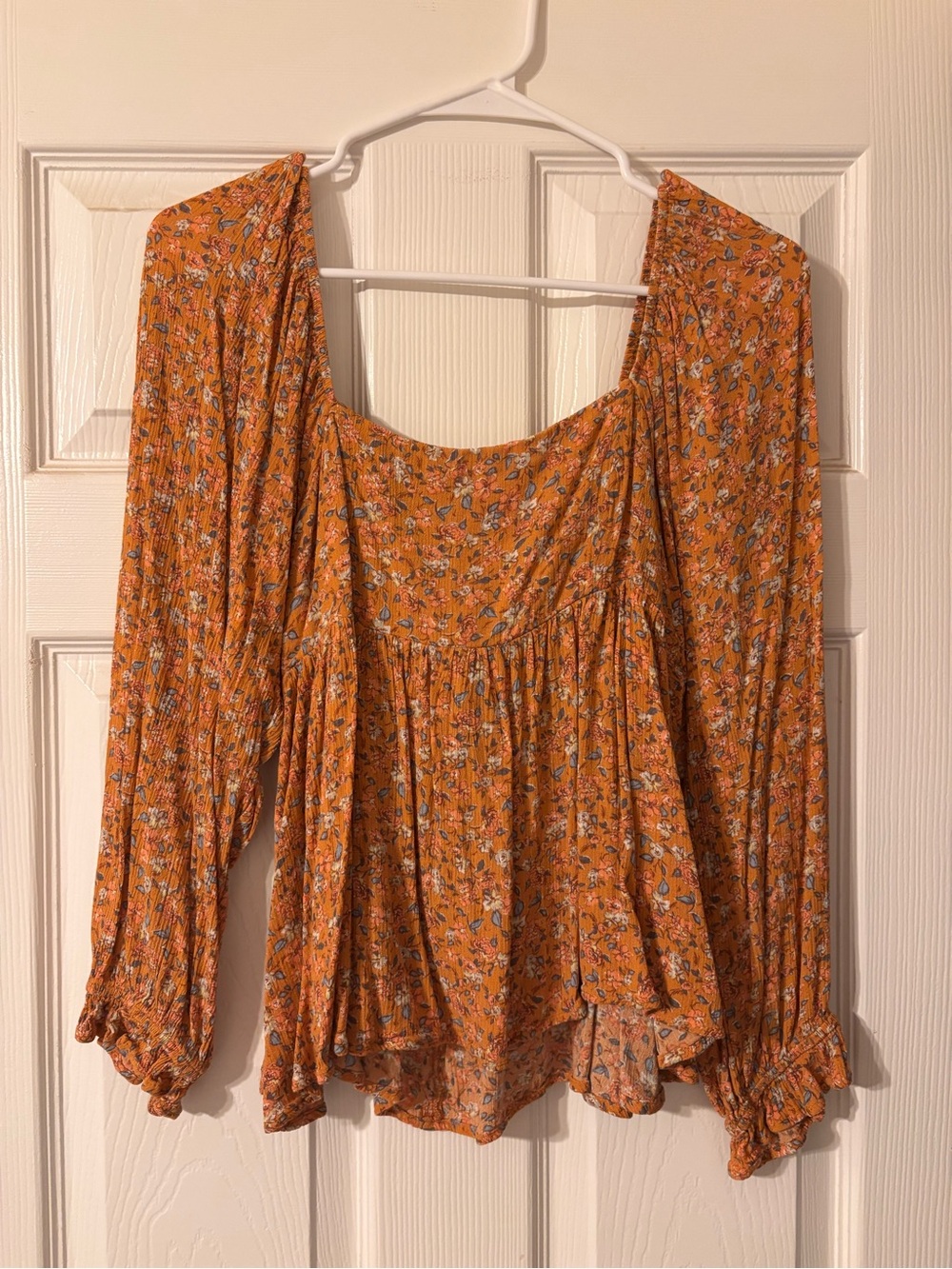Carly Jean Los Angeles Orange Floral Peasant Blouse